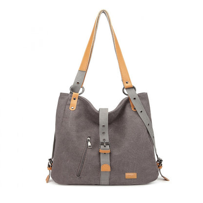 Kono Casual Canvas Dual-Use Bag Large Capacity Shoulder Bag and Backpack (E6850-1) - Grey