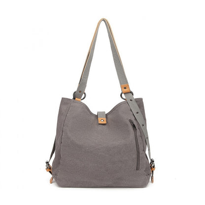 Kono Casual Canvas Dual-Use Bag Large Capacity Shoulder Bag and Backpack (E6850-1) - Grey