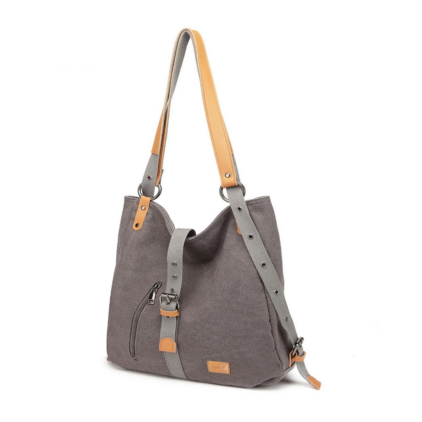 Kono Casual Canvas Dual-Use Bag Large Capacity Shoulder Bag and Backpack (E6850-1) - Grey