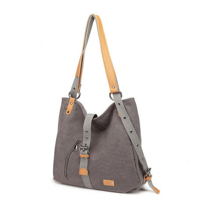 Kono Casual Canvas Dual-Use Bag Large Capacity Shoulder Bag and Backpack (E6850-1) - Grey