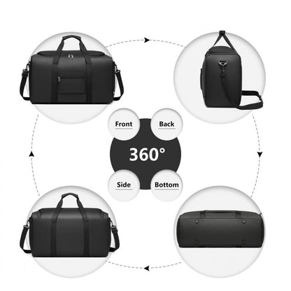 Kono Waterproof Lightweight Travel Duffle Bag Sports Holdall (EA2112) - Black