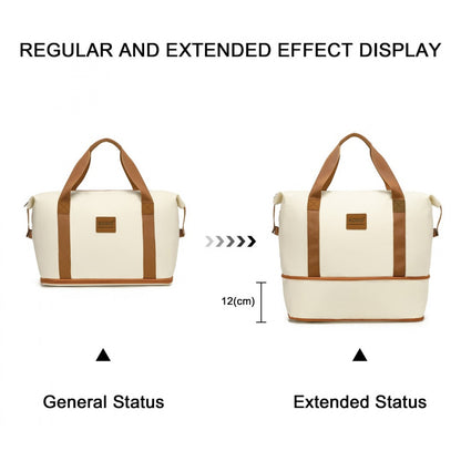 Kono Two Pieces Expandable Durable Waterproof Travel Duffel Bag Set (EA2212) - Beige & Brown