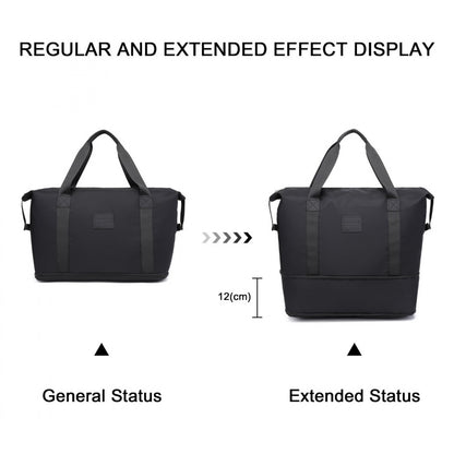 Kono Two Pieces Expandable Durable Waterproof Travel Duffel Bag Set (EA2212) - Black