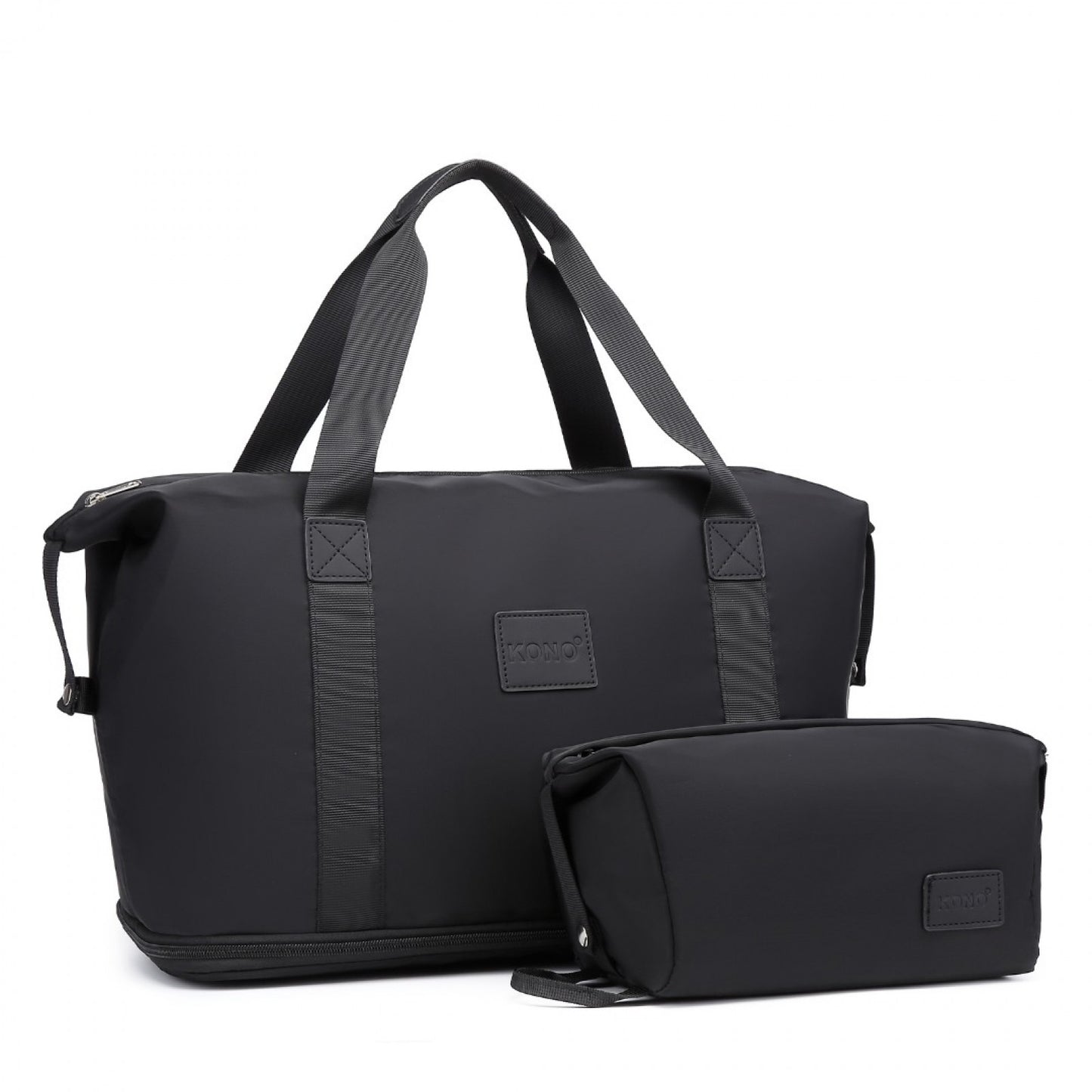 Kono Two Pieces Expandable Durable Waterproof Travel Duffel Bag Set (EA2212) - Black