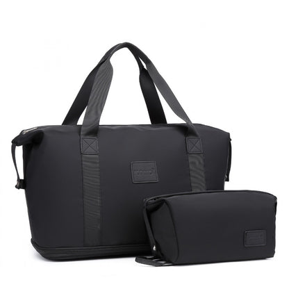 Kono Two Pieces Expandable Durable Waterproof Travel Duffel Bag Set (EA2212) - Black