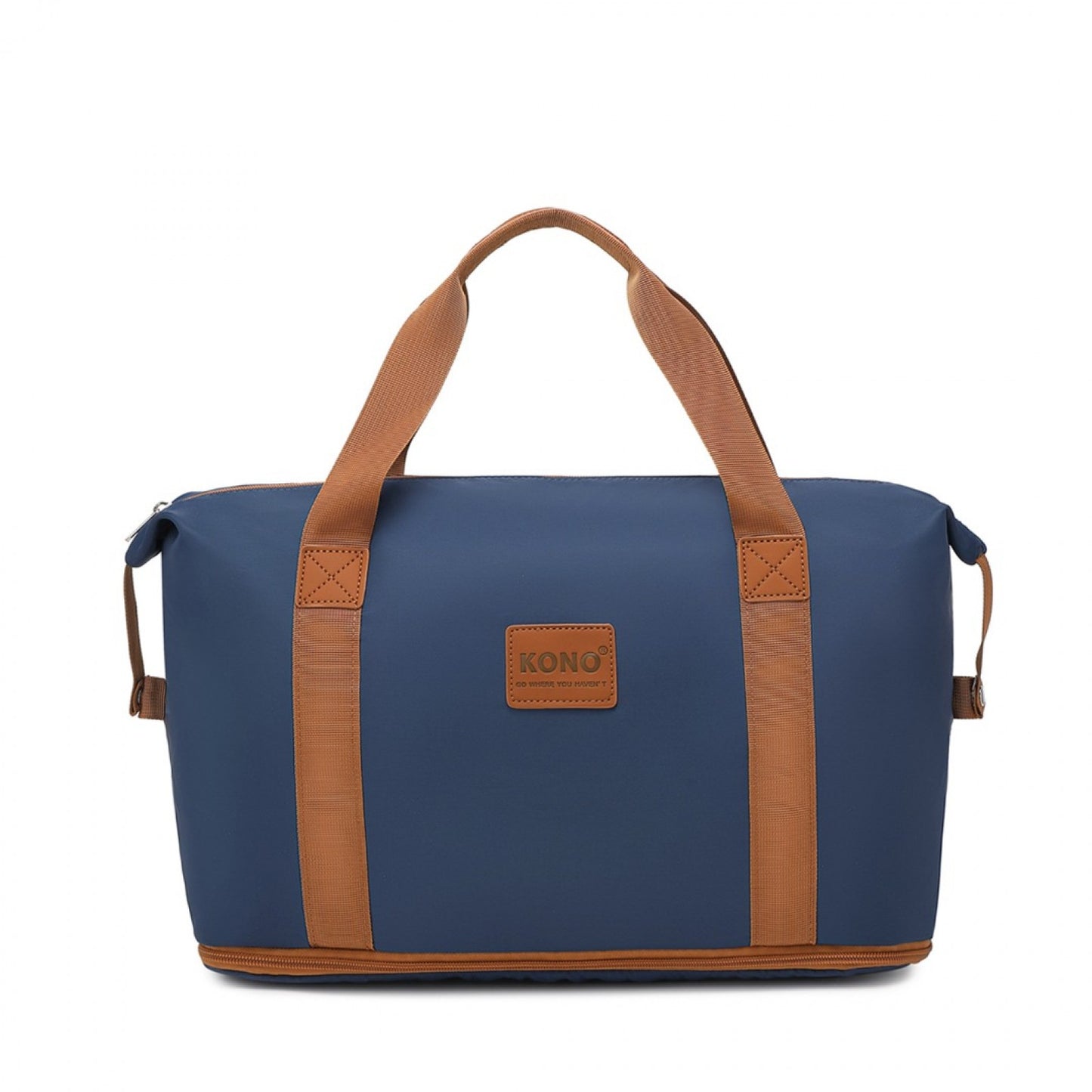 Kono Two Pieces Expandable Durable Waterproof Travel Duffel Bag Set (EA2212) - Navy & Brown