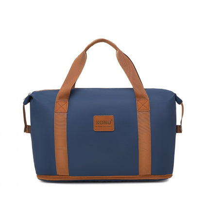 Kono Two Pieces Expandable Durable Waterproof Travel Duffel Bag Set (EA2212) - Navy & Brown