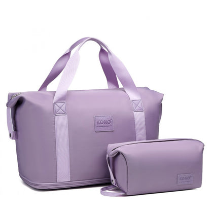 Kono Two Pieces Expandable Durable Waterproof Travel Duffel Bag Set (EA2212) - Purple