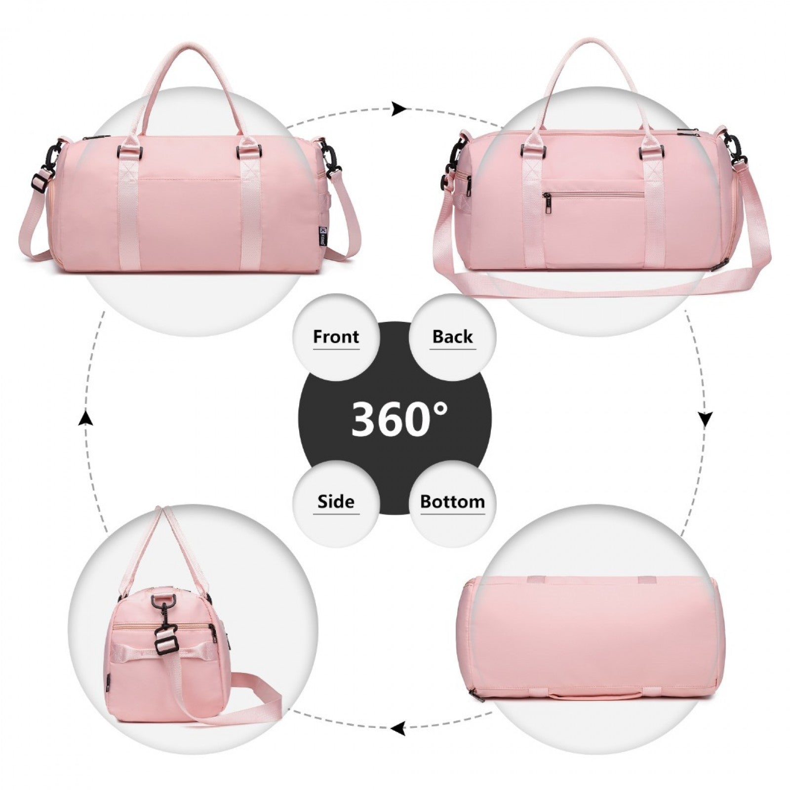 Kono Multi Waterproof Gym bag Carry On Weekend Bag (EA2213) - Pink