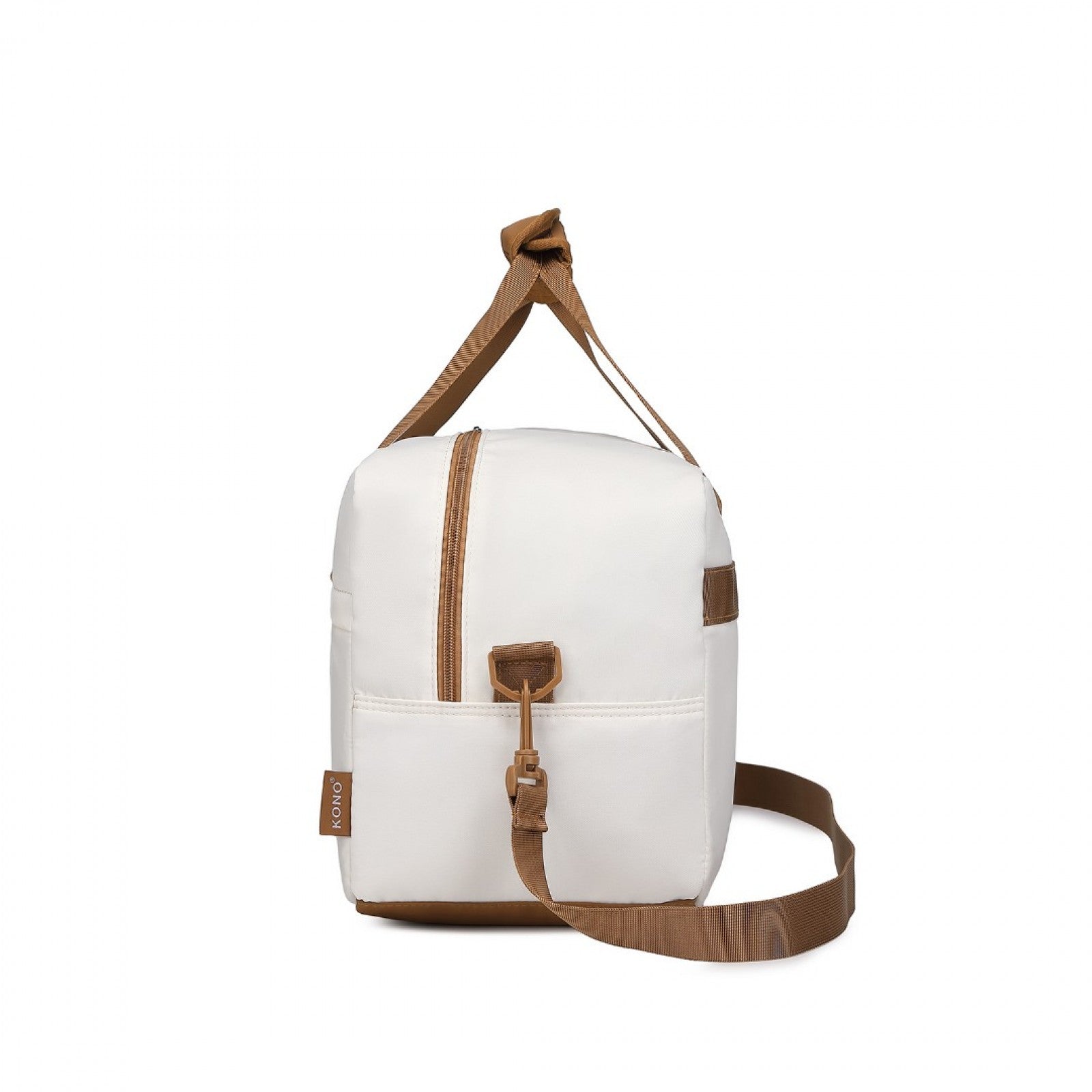 Kono Lightweight Water-Resistant Foldable Under Seat Travel Carry-on Duffel Bag Medium (EA2369M) - Beige & Brown