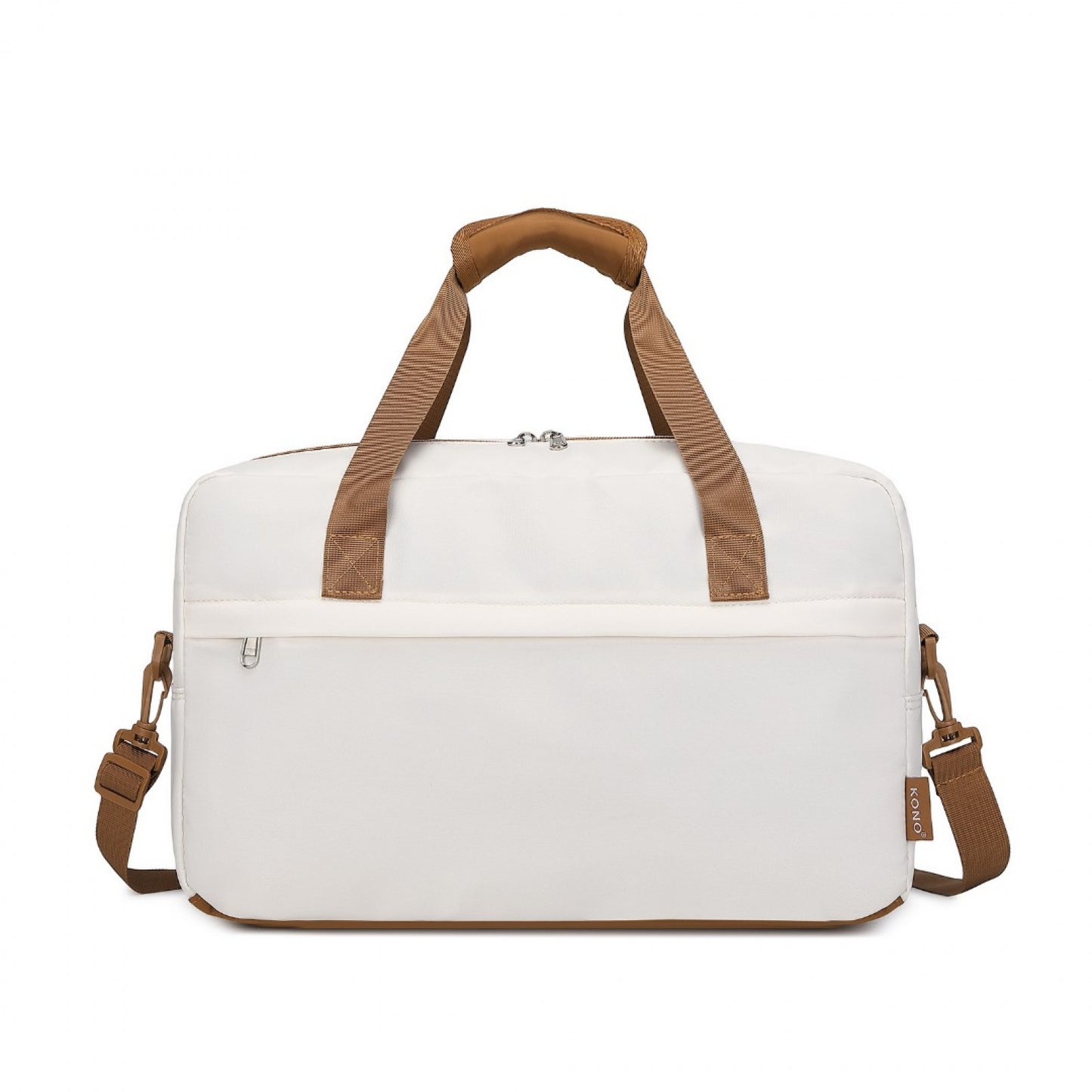Kono Lightweight Water-Resistant Foldable Under Seat Travel Carry-on Duffel Bag Medium (EA2369M) - Beige & Brown