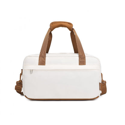 Kono Lightweight Water-Resistant Foldable Under Seat Travel Carry-on Duffel Bag Small (EA2369S) - Beige & Brown