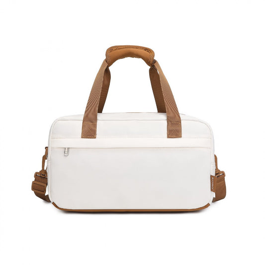 Kono Lightweight Water-Resistant Foldable Under Seat Travel Carry-on Duffel Bag Small (EA2369S) - Beige & Brown