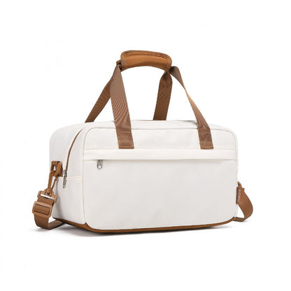 Kono Lightweight Water-Resistant Foldable Under Seat Travel Carry-on Duffel Bag Small (EA2369S) - Beige & Brown