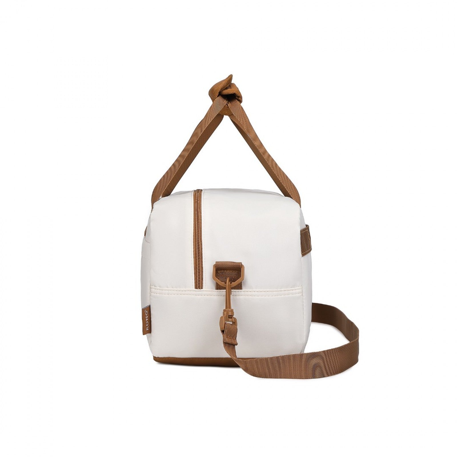 Kono Lightweight Water-Resistant Foldable Under Seat Travel Carry-on Duffel Bag Small (EA2369S) - Beige & Brown