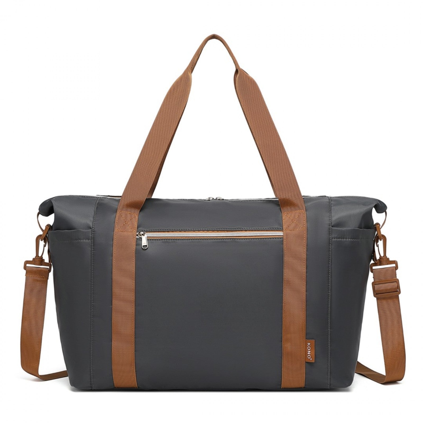 Kono Multifunctional Large Capacity Lightweight Water-Resistant Travel and Gym Duffel Bag with Wet and Dry Separation Compartment (EA2402) - Grey & Brown