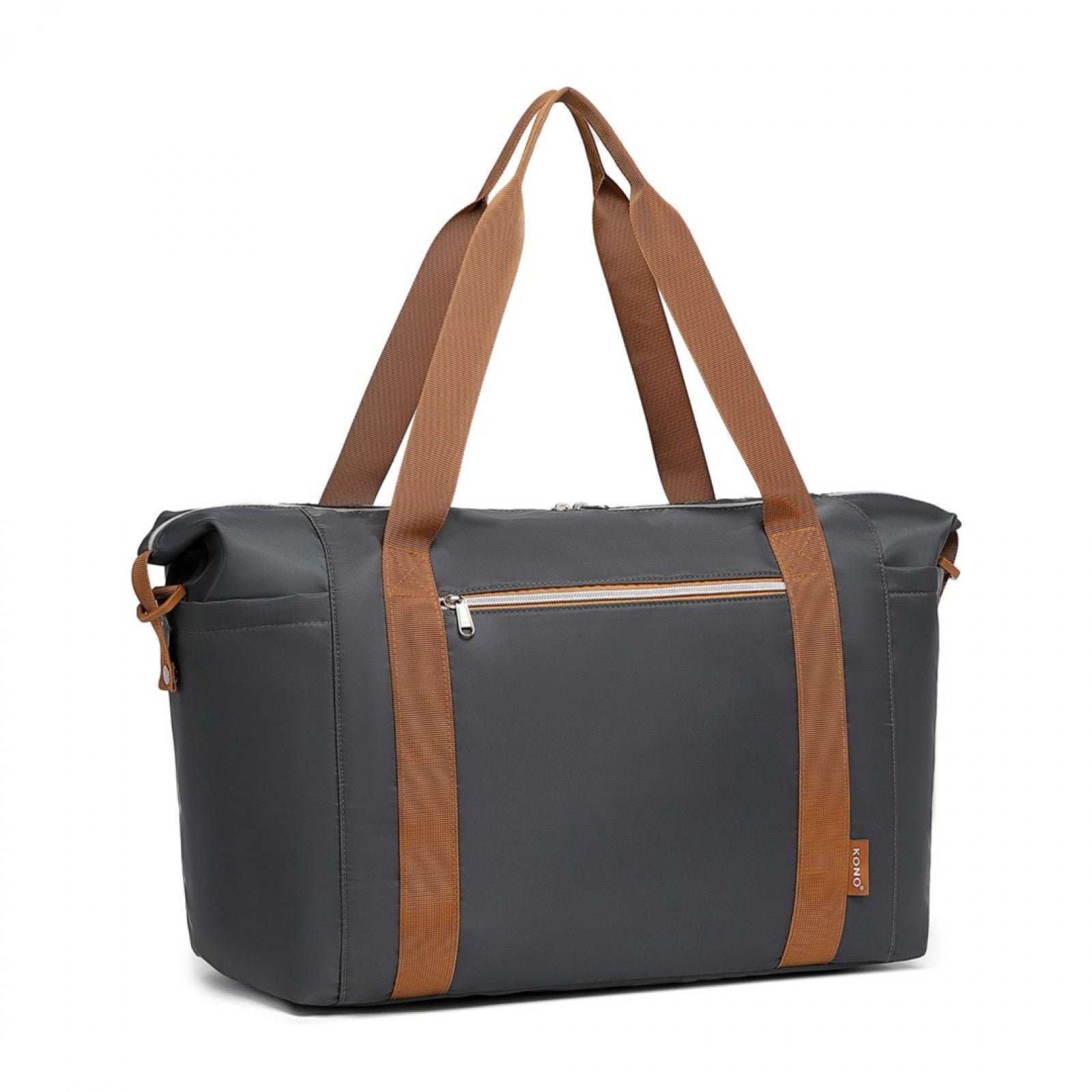 Kono Multifunctional Large Capacity Lightweight Water-Resistant Travel and Gym Duffel Bag with Wet and Dry Separation Compartment (EA2402) - Grey & Brown