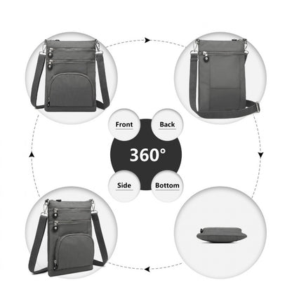 Kono Casual Multi Pocket RFID Blocking Cross body Bag (EB2228) - Grey