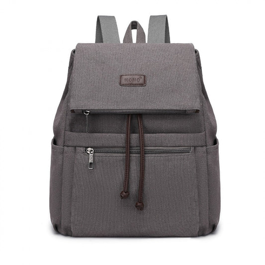 Kono Canvas Clamshell Drawstring School Backpack (EB2233) - Grey