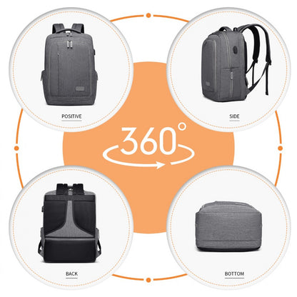 Kono Multi-Compartment Backpack with USB Port (EM2111) - Grey