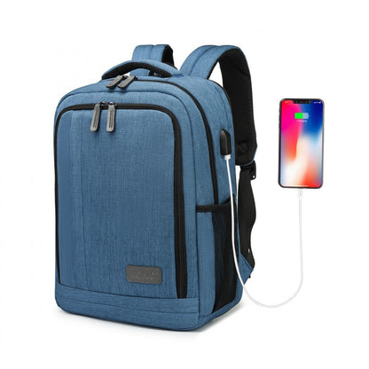 Kono Multi-Compartment Backpack with USB Port (EM2111S) - Blue