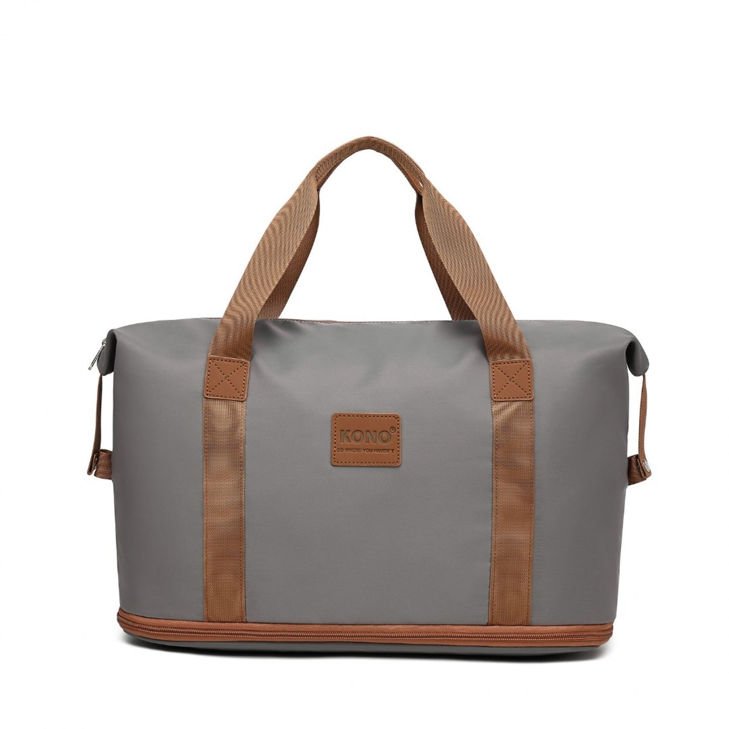 Kono Two Pieces Expandable Durable Waterproof Travel Duffel Bag Set (EA2212) - Grey & Brown