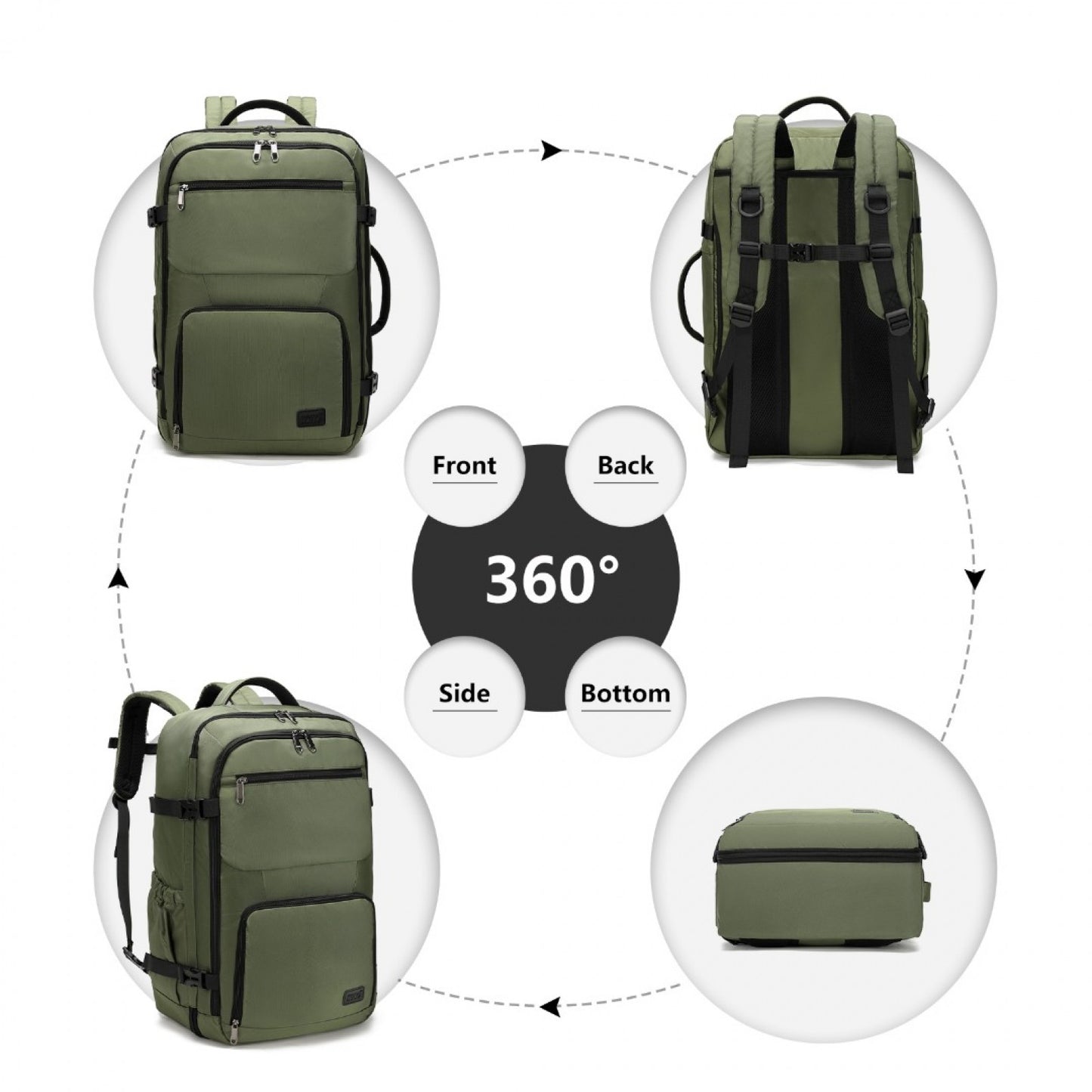 Kono Multifunctional Portable Travel Backpack Cabin Luggage Bag (EM2207) - Green
