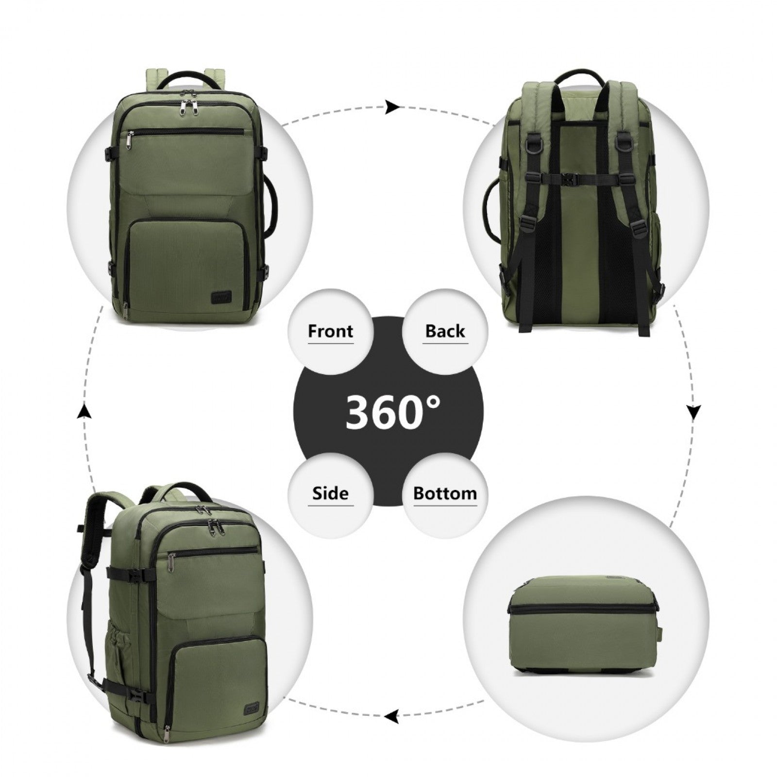Kono Multifunctional Portable Travel Backpack Cabin Luggage Bag (EM2207) - Green