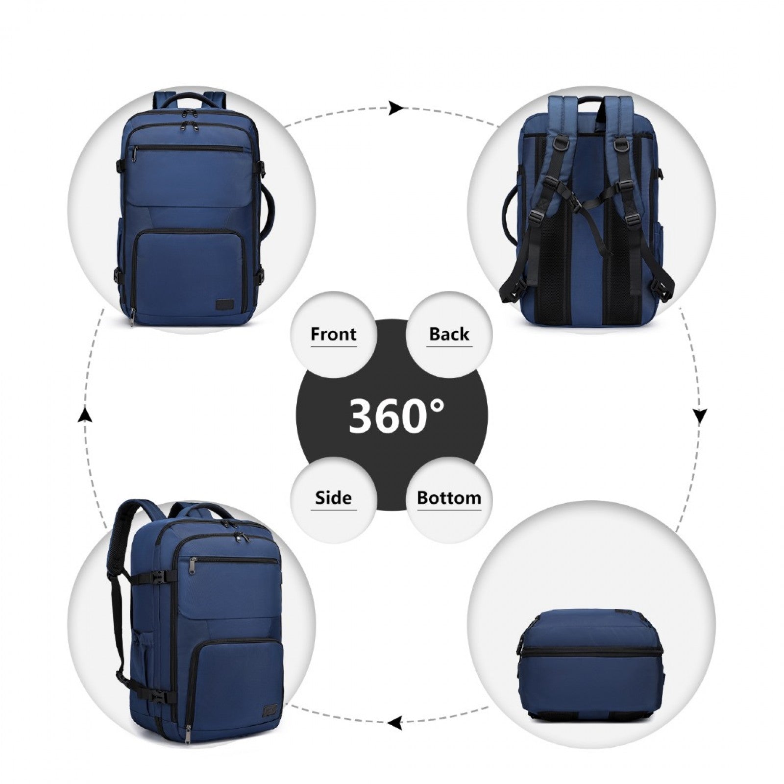 Kono Multifunctional Portable Travel Backpack Cabin Luggage Bag (EM2207) - Navy