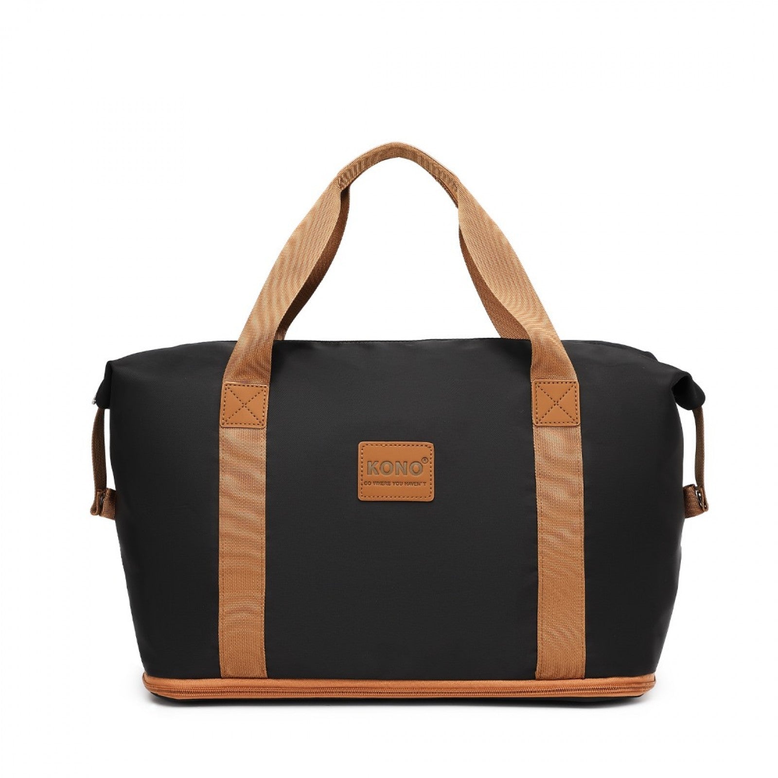 Kono Two Pieces Expandable Durable Waterproof Travel Duffel Bag Set (EA2212) - Black & Brown