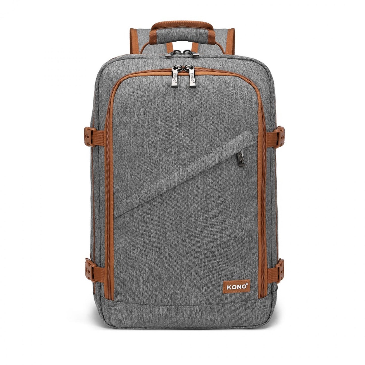 Kono Lightweight Cabin Bag Travel Business Backpack (EM2231S) - Grey & Brown