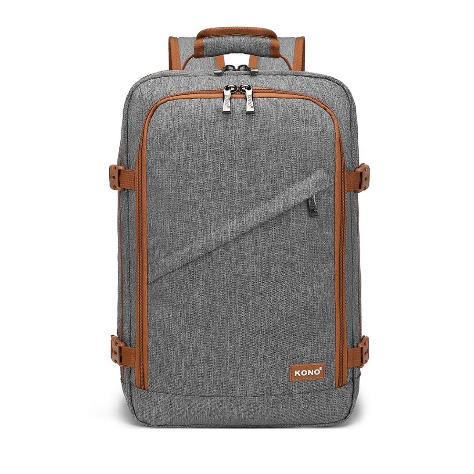 Kono Lightweight Cabin Bag Travel Business Backpack (EM2231S) - Grey & Brown