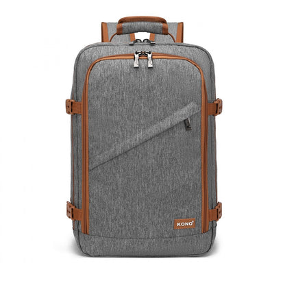 Kono Lightweight Cabin Bag Travel Business Backpack (EM2231S) - Grey & Brown