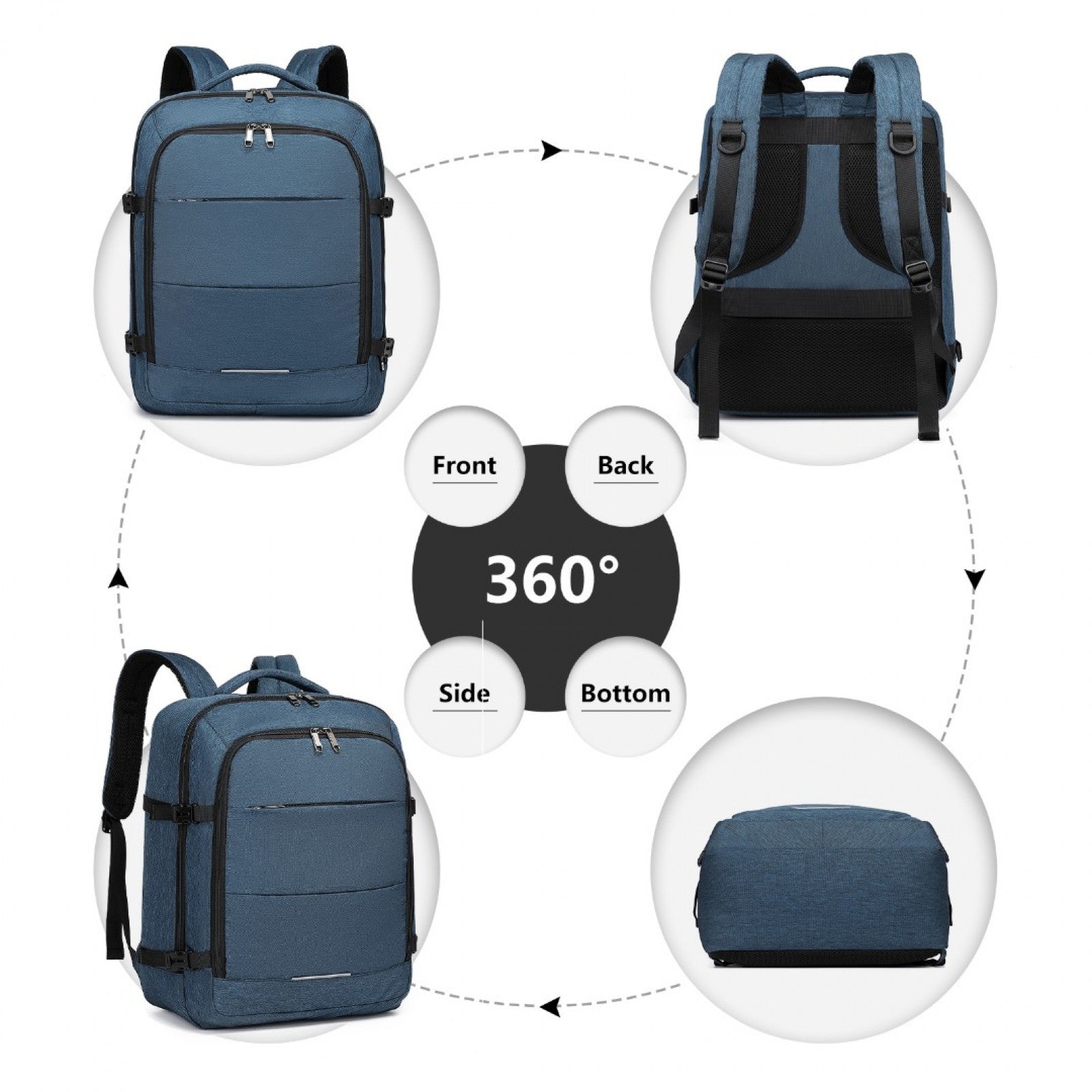 Kono Multi-level High-capacity Cabin Bag Travel Backpack (EM2232) - Navy