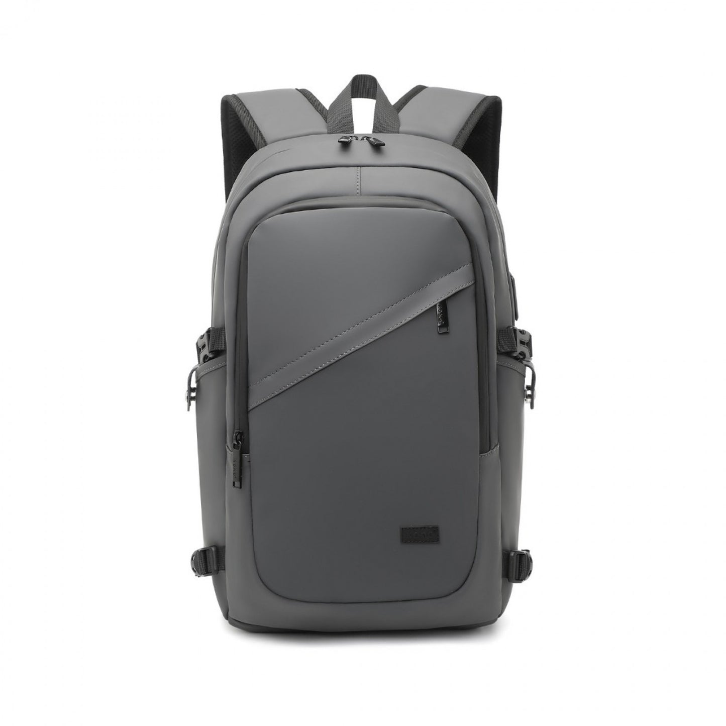 Kono PVC Coated Water-Resistant Tech Backpack With USB Charging Port (EM2349) - Grey