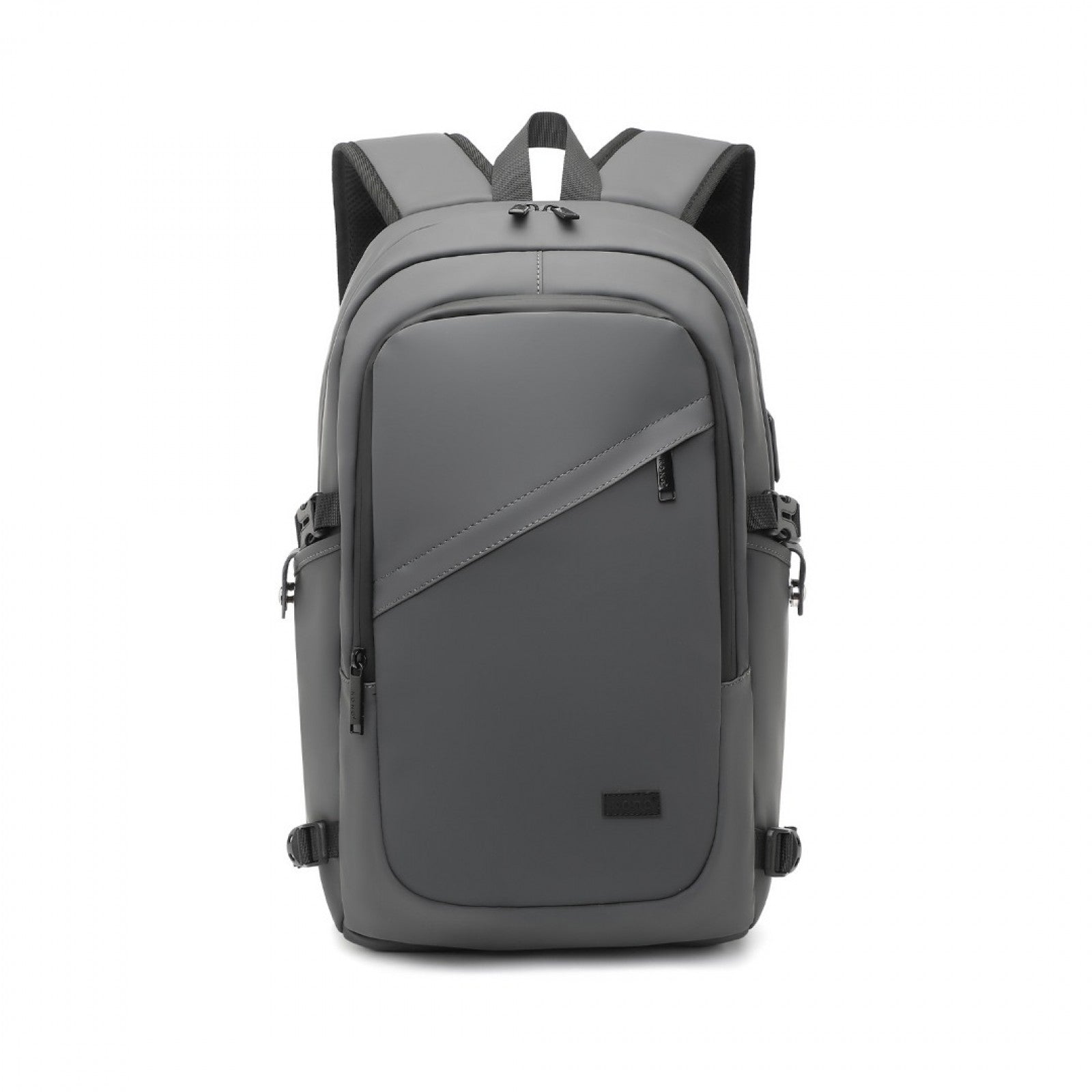 Kono PVC Coated Water-Resistant Tech Backpack With USB Charging Port (EM2349) - Grey