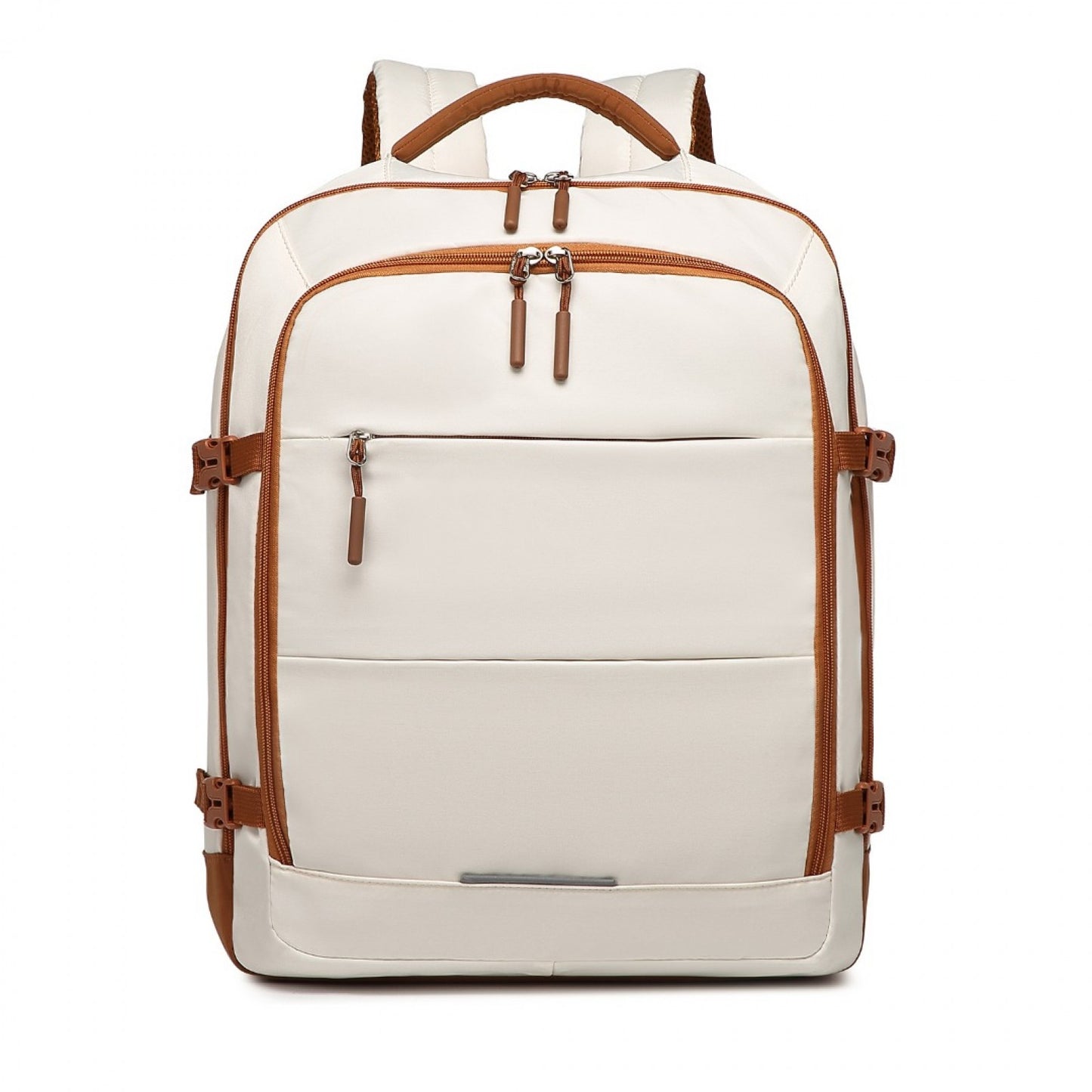 Kono Premium Travel Backpack with Suitcase-Style Opening Multi-Level High-Capacity Cabin Bag (EM2413) - Beige & Brown