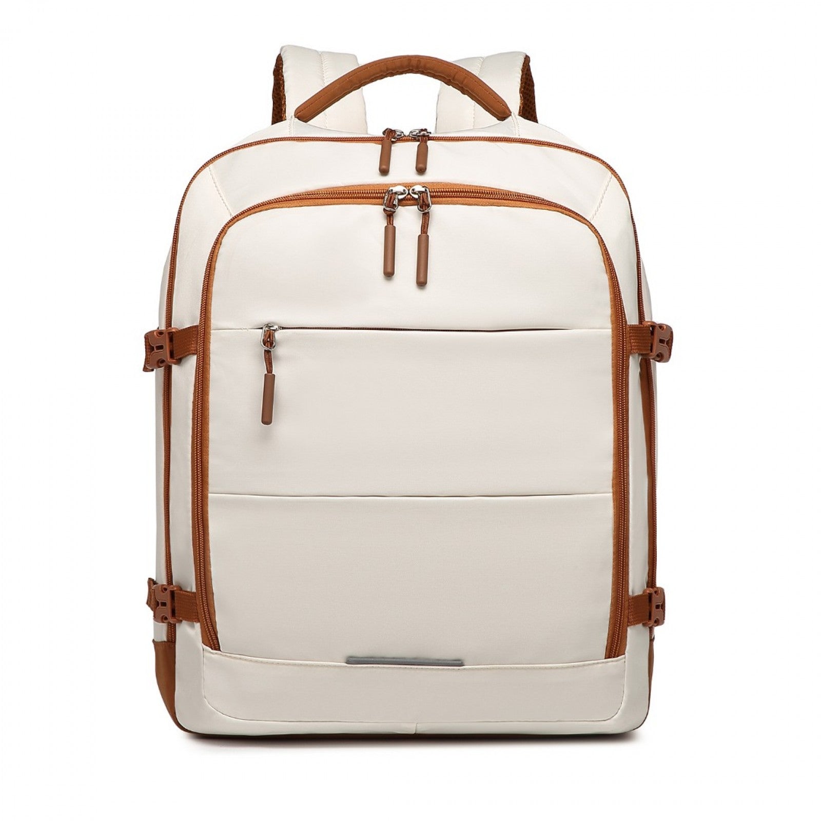 Kono Premium Travel Backpack with Suitcase-Style Opening Multi-Level High-Capacity Cabin Bag (EM2413) - Beige & Brown