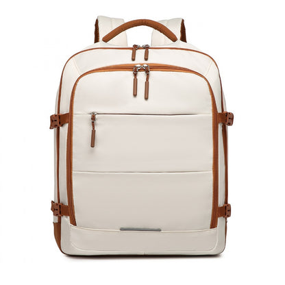 Kono Premium Travel Backpack with Suitcase-Style Opening Multi-Level High-Capacity Cabin Bag (EM2413) - Beige & Brown