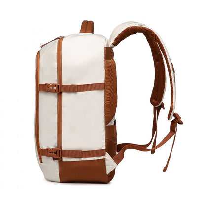 Kono Premium Travel Backpack with Suitcase-Style Opening Multi-Level High-Capacity Cabin Bag (EM2413) - Beige & Brown