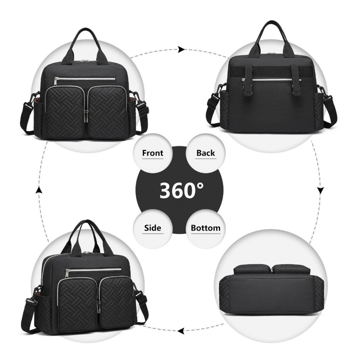 Kono Durable And Functional Changing Tote Bag (EQ2248) - Black