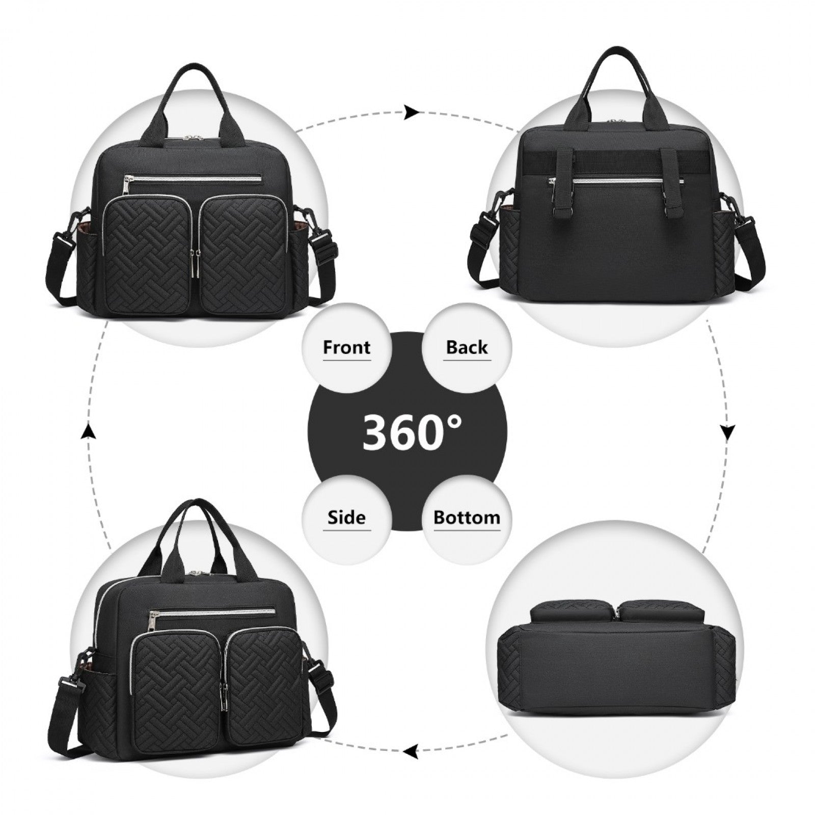Kono Durable And Functional Changing Tote Bag (EQ2248) - Black