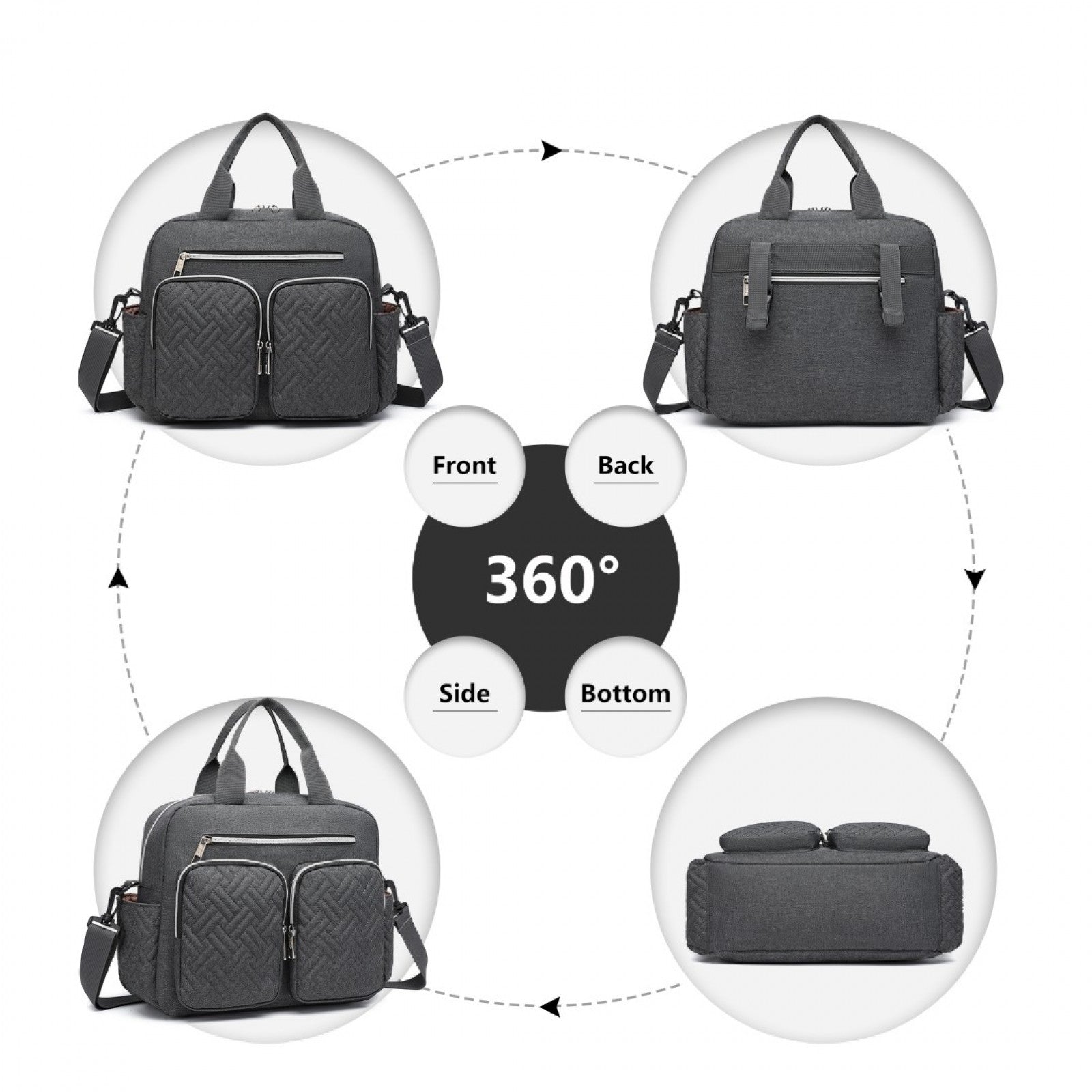 Kono Durable And Functional Changing Tote Bag (EQ2248) - Dark Grey