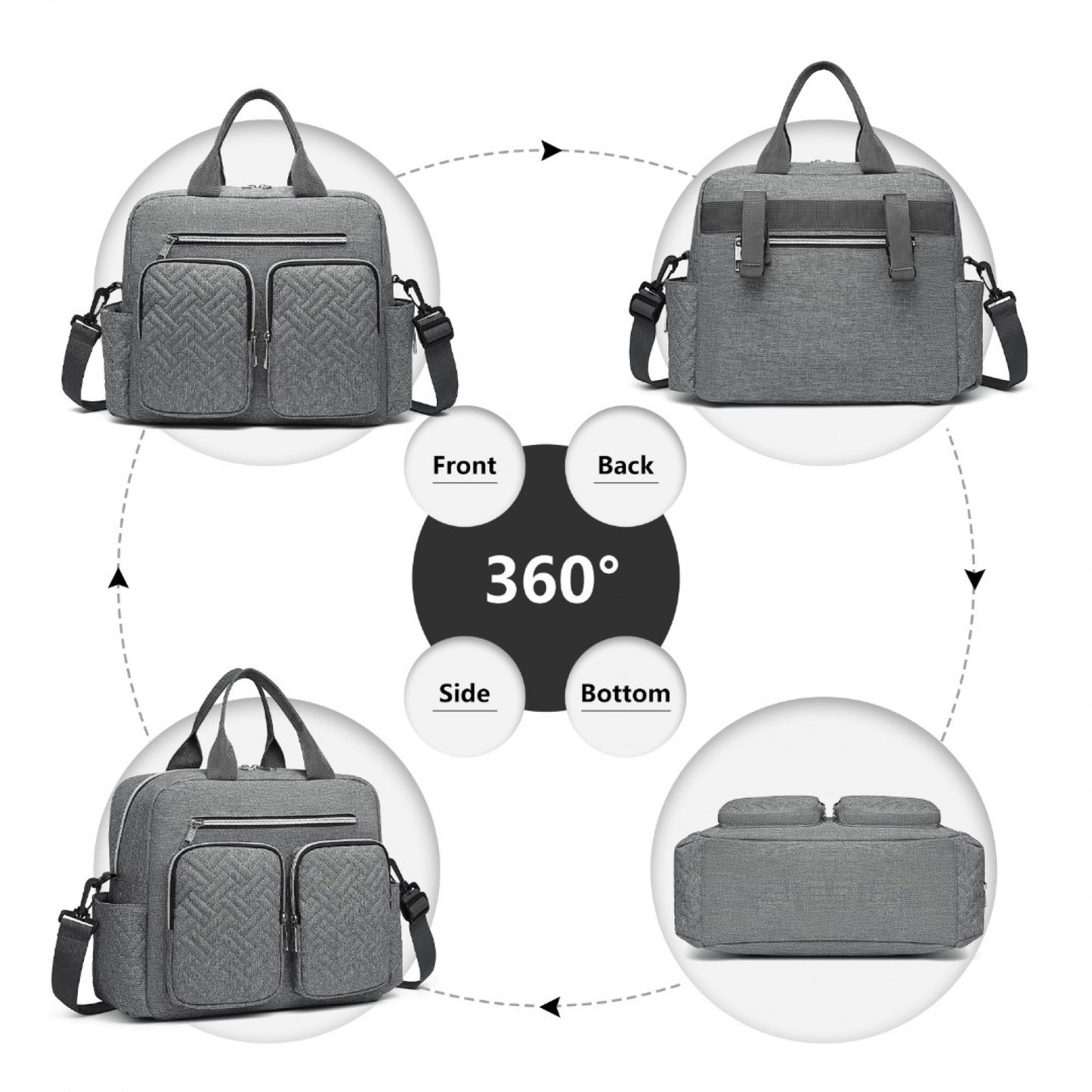 Kono Durable And Functional Changing Tote Bag (EQ2248) - Grey