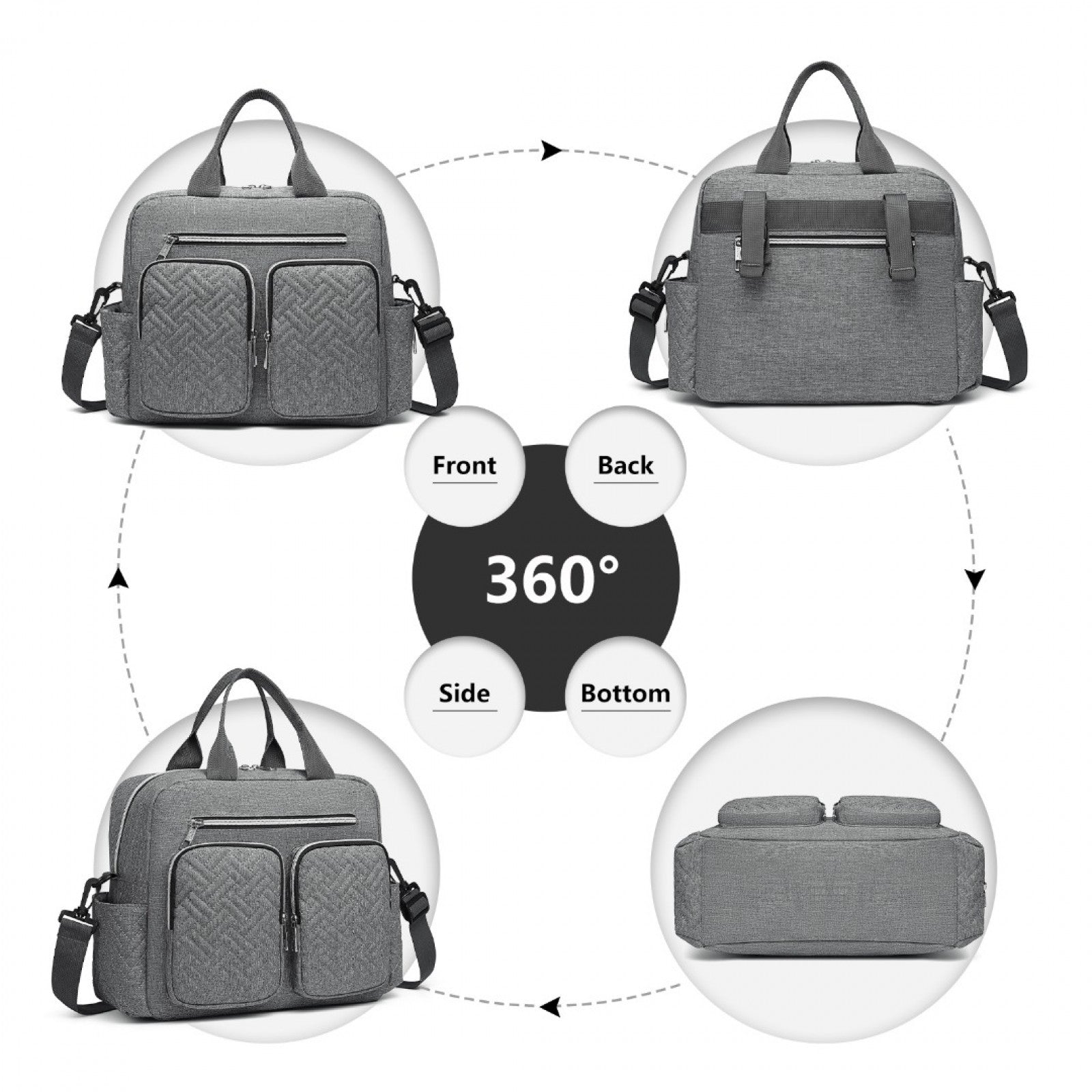 Kono Durable And Functional Changing Tote Bag (EQ2248) - Grey