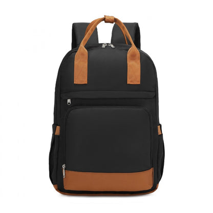 Kono Multi-Compartment Laptop Backpack with Type-C USB Charging Port and Small Pouch for Daily Commute and Travel (EQ2401) - Black & Brown