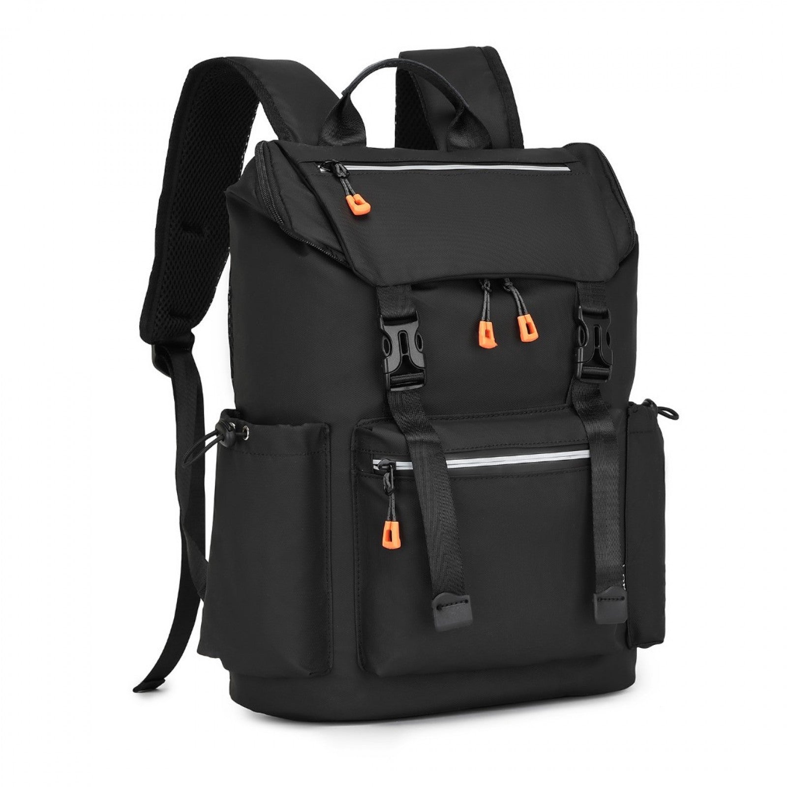 Kono Advanced Leisure Backpack with Reflective Safety Features USB Charging and Dedicated Laptop Sleeve (EQ2404) - Black