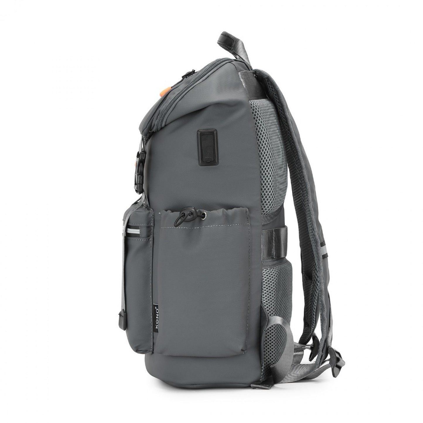 Kono Advanced Leisure Backpack with Reflective Safety Features USB Charging and Dedicated Laptop Sleeve (EQ2404) - Grey