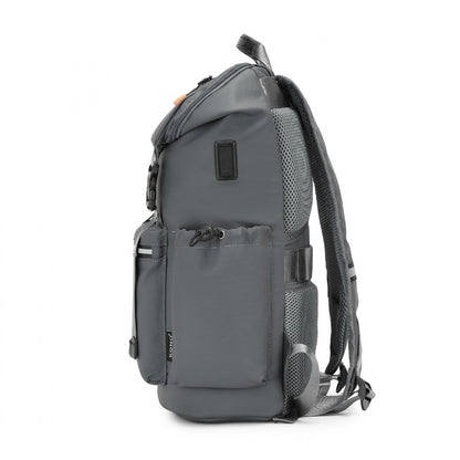 Kono Advanced Leisure Backpack with Reflective Safety Features USB Charging and Dedicated Laptop Sleeve (EQ2404) - Grey