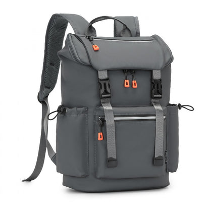 Kono Advanced Leisure Backpack with Reflective Safety Features USB Charging and Dedicated Laptop Sleeve (EQ2404) - Grey